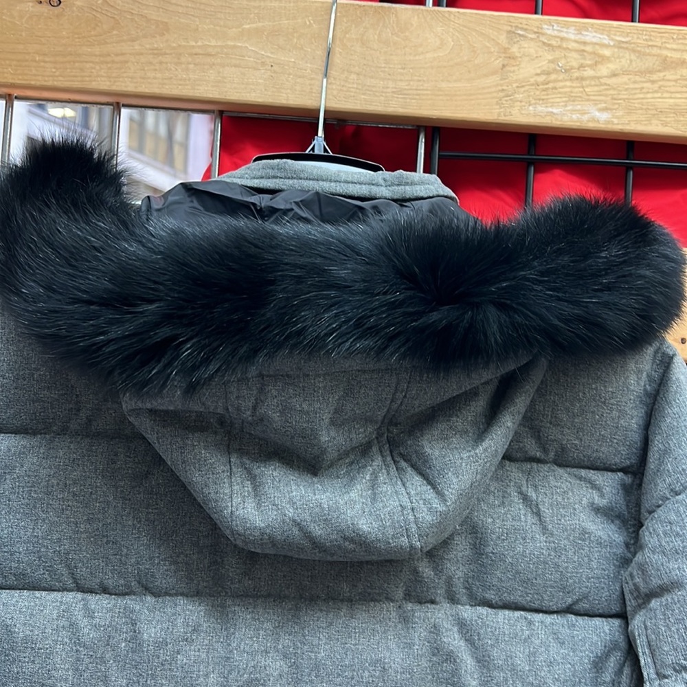 NWT,tahari mens real fur top puffer jacket light grey - Picture 8 of 17